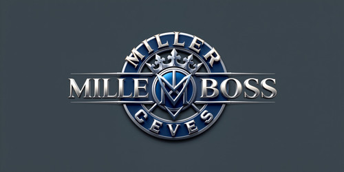 Create a majestic logo featuring the words MILLER and BOSS arranged in a circular design around a ce.jpg