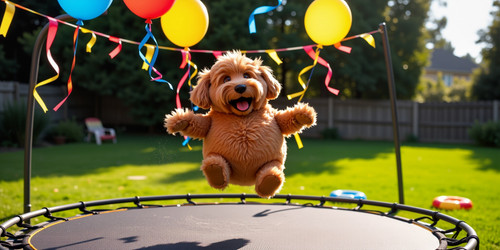 A vibrant and energetic outdoor scene featuring Big Belly Bob BBB a plush labradoodle with an absurd.jpg