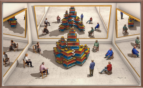 Viewers Looking at a Ready made with Skull and Mirrors.jpg