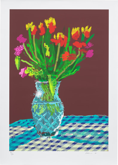 20th February 2021, Red, Yellow and Purple Flowers on a Blue Tablecloth.jpg