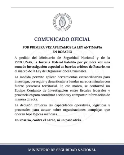 ministerio seguridad comunicado.webp