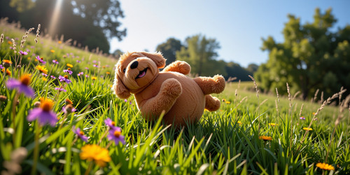 A whimsical and humorous outdoor scene featuring Big Belly Bob BBB a plush labradoodle with an absur.jpg