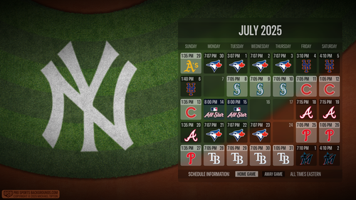 New York Yankees wallpaper schedule desktop ET MLB July 2025.png