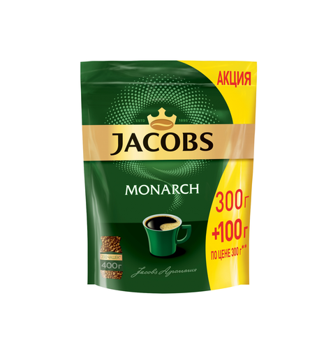 8714599514481 ПРОМО! КОФЕ JACOBS MONARCH 300 Г+100 Г Д ПАК.png