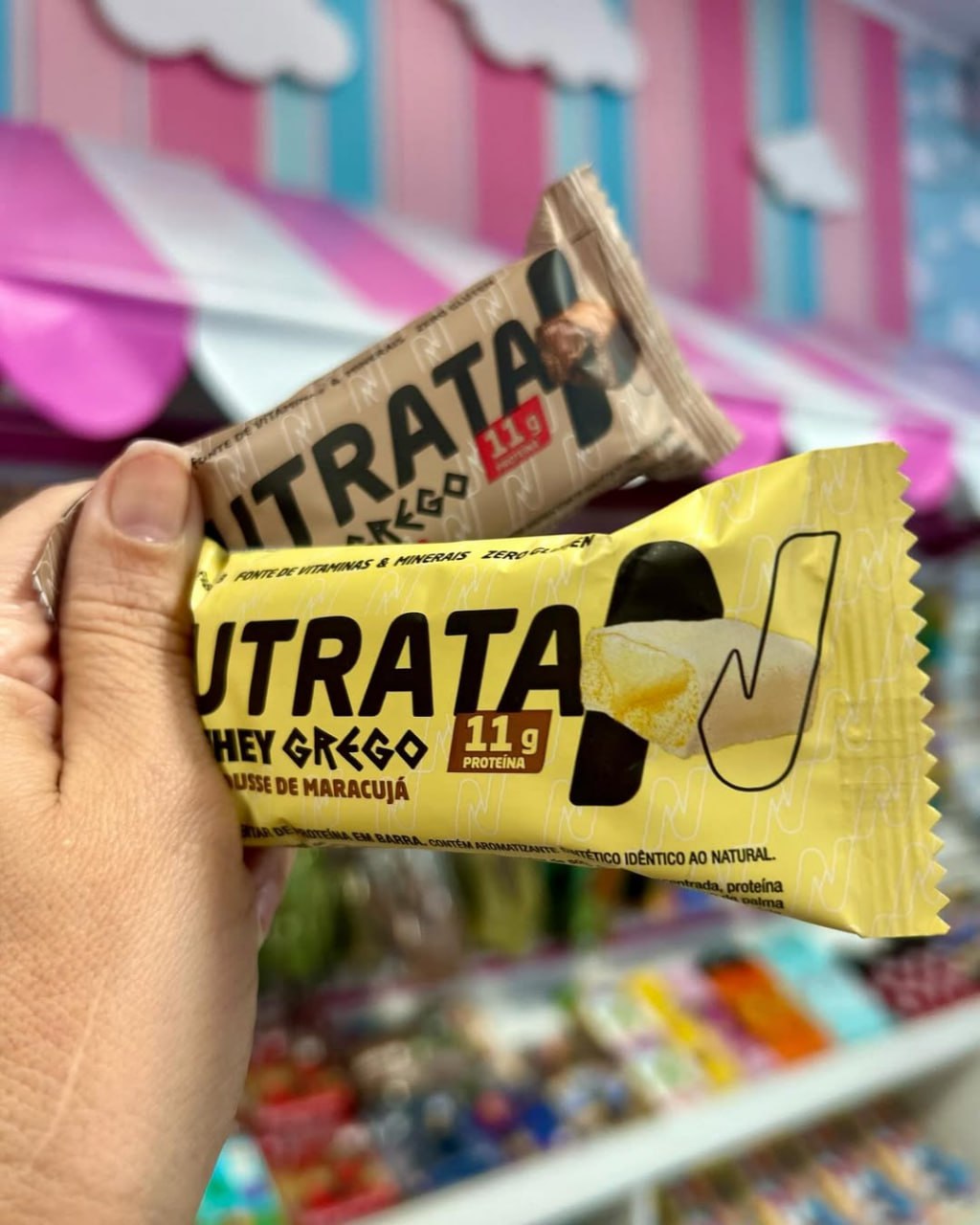 Barra de Proteína Whey Grego Bar Sabor Mousse de Maracujá 40g Caixa 12 unidades