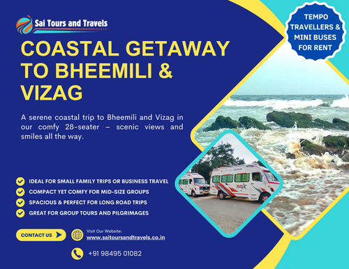 A beach trip to bheemili and vizag was completed with our 28 seater.