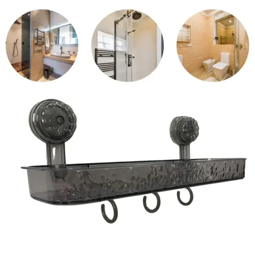 Prateleira com ventosa e padrão glaciar, removível, retangular e multifuncional, cinza 18.webp