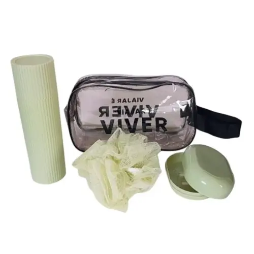 Kit Higiene Pessoal Nécessaire Esponja Nylon Porta Escova Dentes Saboneteira Academia Escola 15.webp