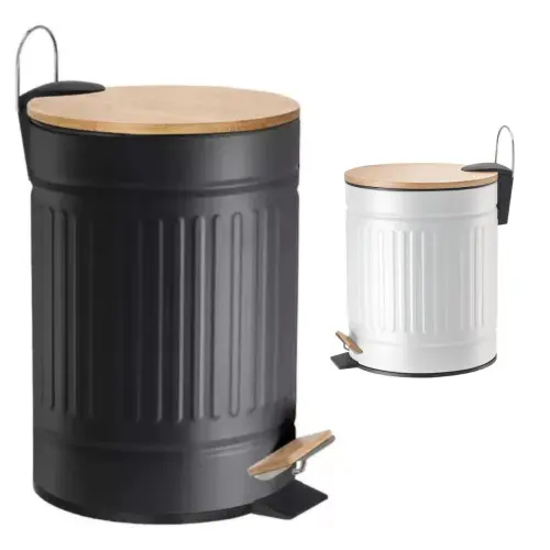 Lixeira de Metal com Tampa de Bambu 55.webp