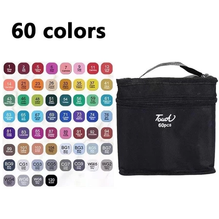 60 Cores Caneta Marcadora canetinhas coloridas Kit Com Ponta Dupla marcador touch caneta marker 54.webp