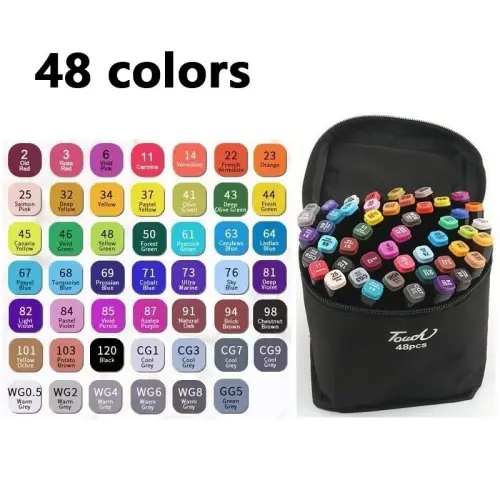 48 Cores Caneta Marcadora canetinhas coloridas Kit Com Ponta Dupla marcador touch caneta marker 42.webp