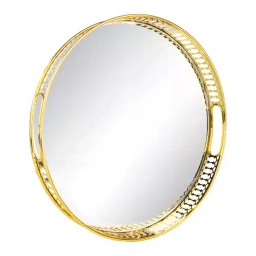 Bandeja Aramada Marmore Metalizado Madeira Redonda Decorativa 40.webp