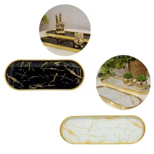 Bandeja Decorativa Espelhada Marmorizada Banheiro Lavabo Bandeja Decorativa Multiuso Casa Decoração .webp