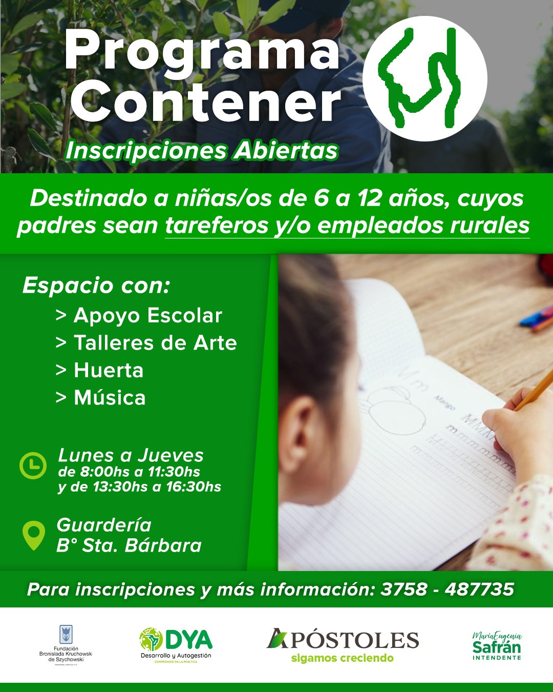 Inscripciones Abiertas para el Programa Contener en Apóstoles