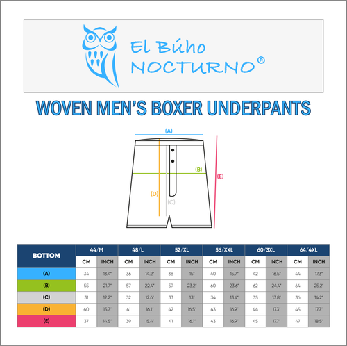 4. WOVEN MENS BOXER UNDERPANTS MEASUREMENT SPEC