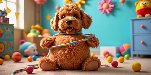 Big Belly Bob BBB a plush labradoodle with absurdly large spherical belly usually sitting like a ted.jpg