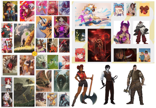 Character and monster commissions, along with brush and color studies. :D