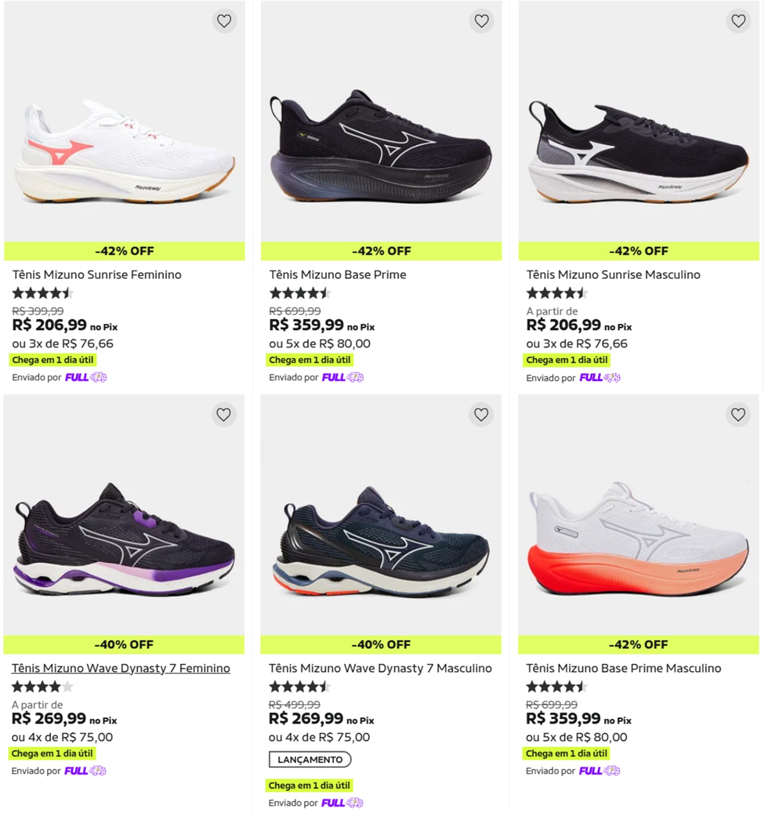 Seleção tênis de corrida da Mizuno com até 42% OFF + 10% OFF do cupom