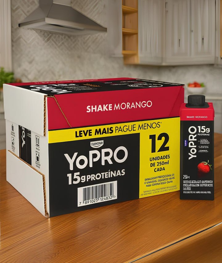 YoPRO Bebida Láctea UHT Morango 15g de proteínas 250ml – 12 unidades