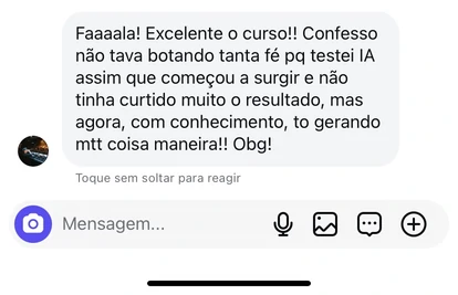 Student testimonial screenshot.