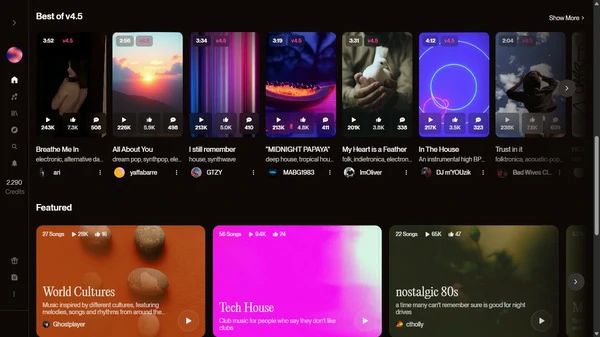 Interface da ferramenta Suno