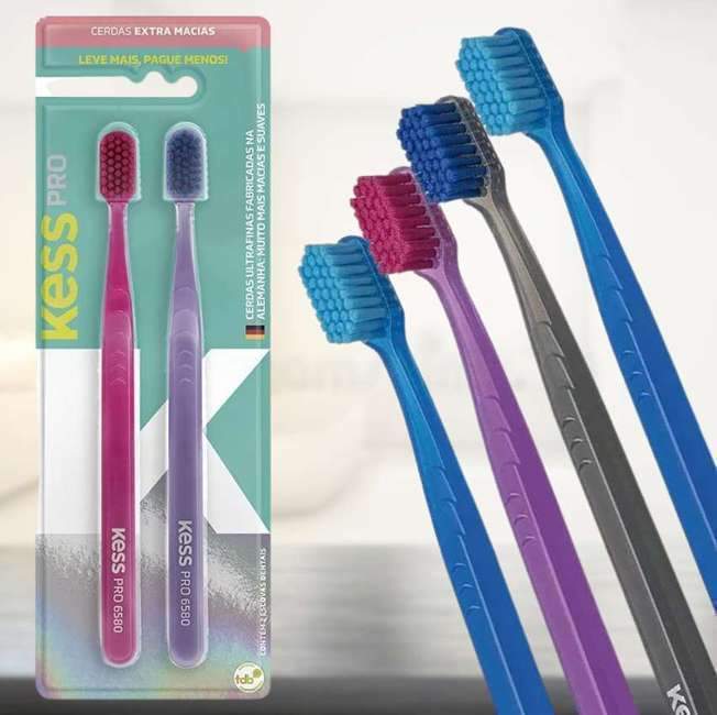 Kess Pack Com 2 Escovas Dentais Pro Extra Macias