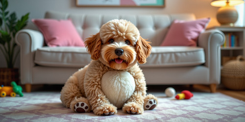 The image features Big Belly Bob BBB a plush labradoodle with an absurdly large spherical belly and .jpg