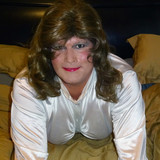 Dressed Shari on Knees Close Up White Blouse