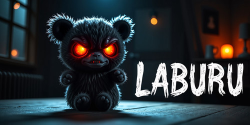 The image features a Labubu plush toy with a scary twist Labubu usually known for its cute and adora.jpg