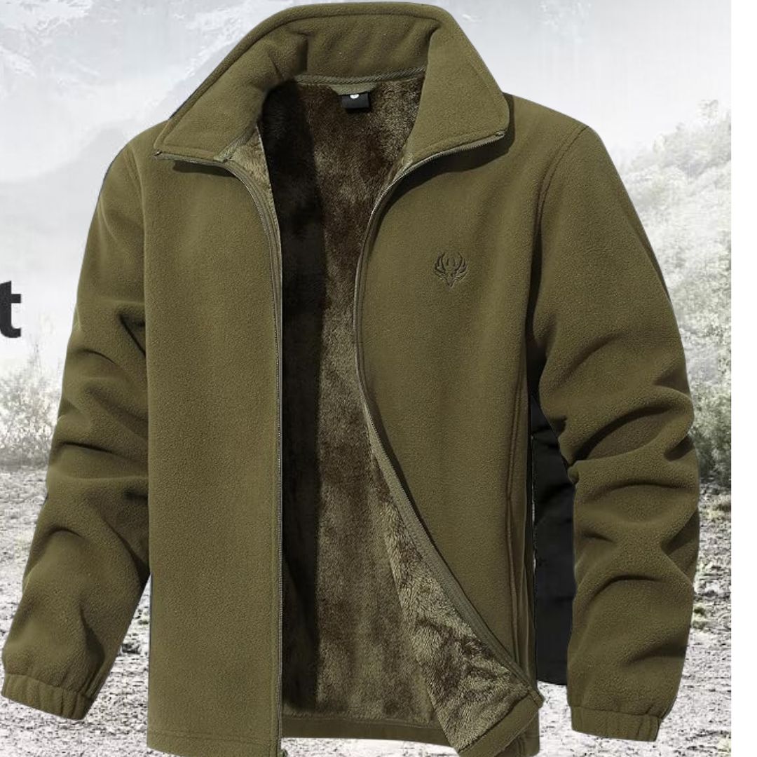 UTWGN Casaco masculino de inverno para uso ao ar livre, jaqueta de lã pesada com zíper, quente, macio, felpudo, casaco de inverno com bolsos