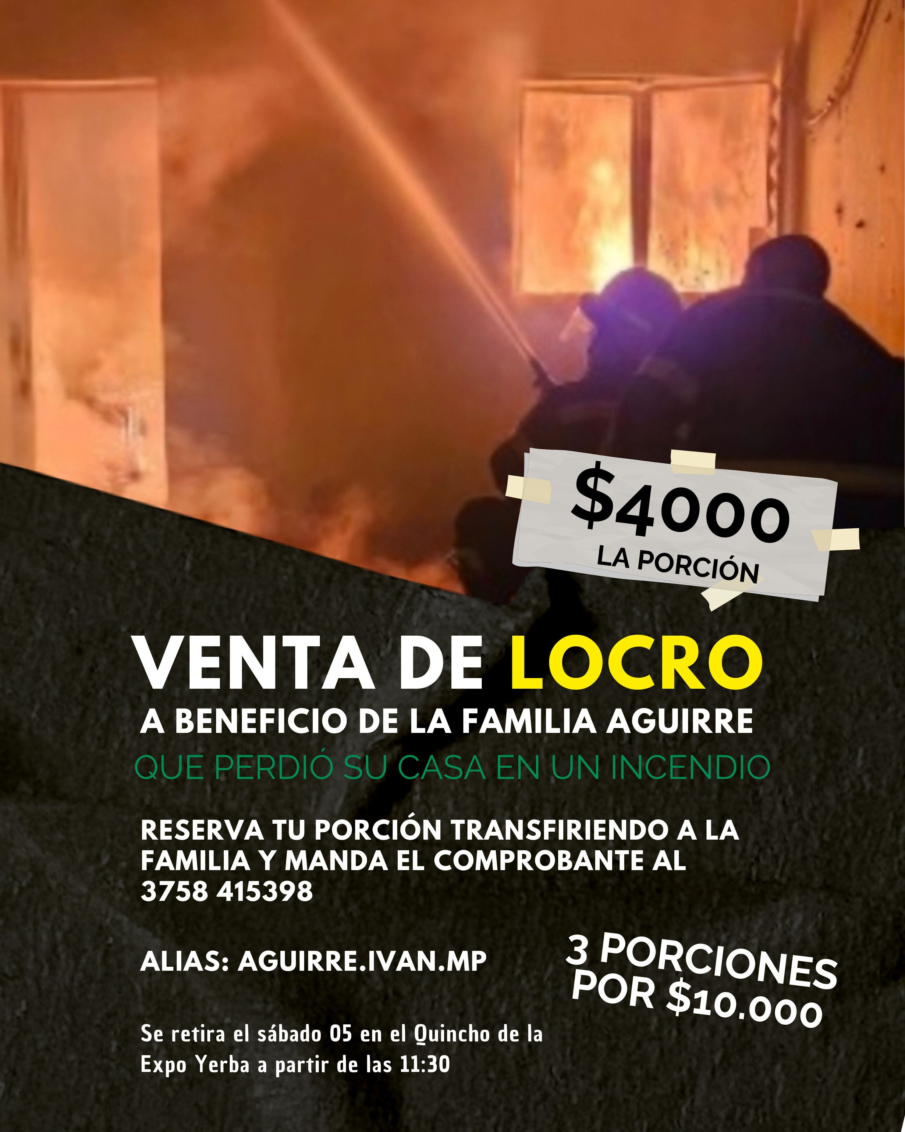 Solidaridad en acción: venta de locro a beneficio de la familia Aguirre