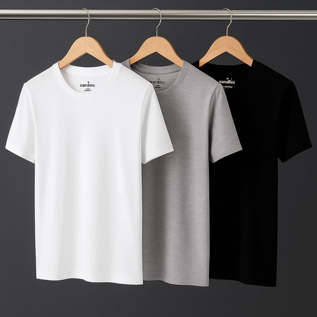 Kit 3 Camisetas Algodão Dia Dia Sandrini Básica Conforto