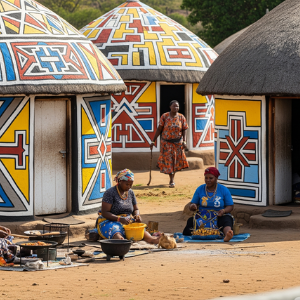 Ndebele painted house and architecture