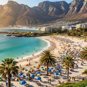 Camps Bay Beach, Cape Town with Twelve Apostles mountains