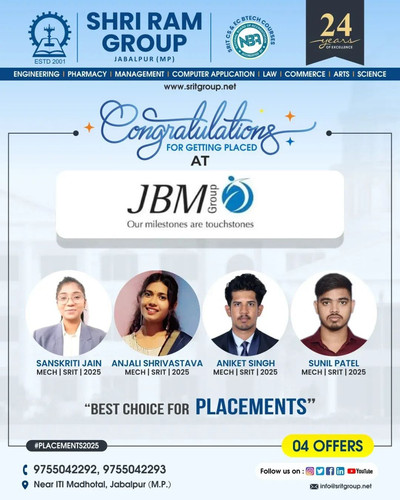 4 Students of SRIT Engineering College in Jabalpur placed in JBM.jpg
