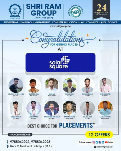 12 Students of SRIT Private Engineering College in Jabalpur Placed in Solar Square.jpg