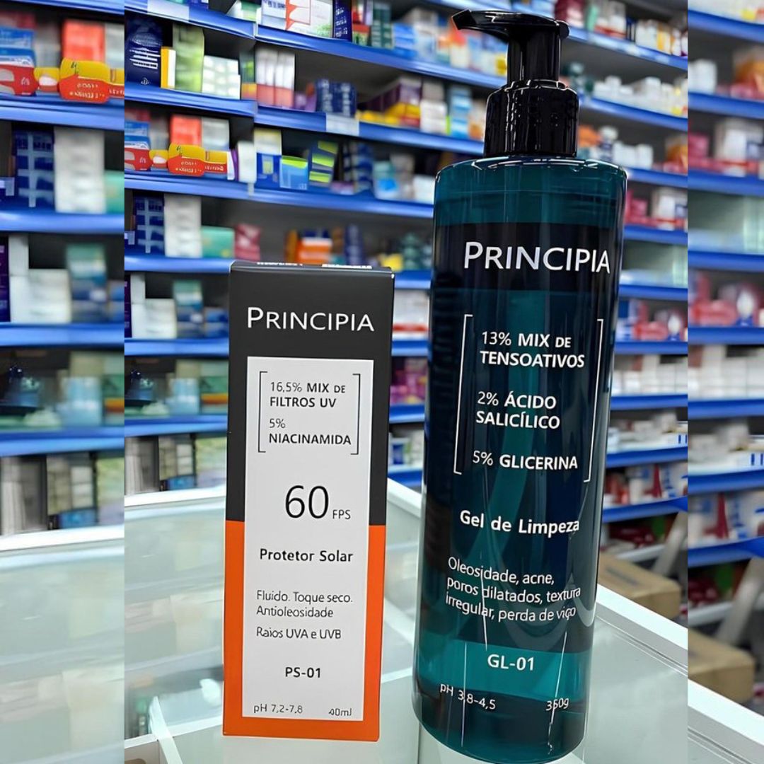 Principia Kit Gel De Limpeza GL-01 + Protetor Solar Facial PS-01 FPS 60