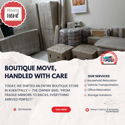 Today we shifted a boutique store in Kukatpally.