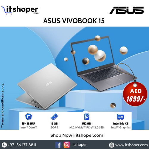 ASUS VivoBook 15 slim laptop with Intel Iris XE Graphics on white background.jpg