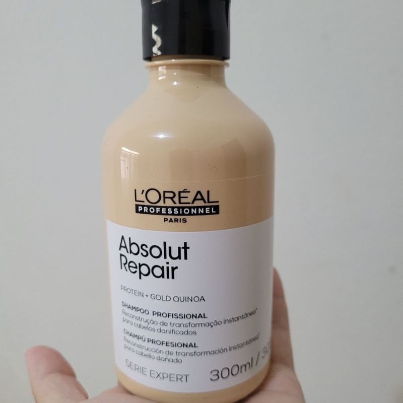L’Oréal Professionnel Shampoo Absolut Repair, Repara Danos e Promove Brilho, Com Quinoa & Proteínas, Para cabelos secos e danificados, 300ml