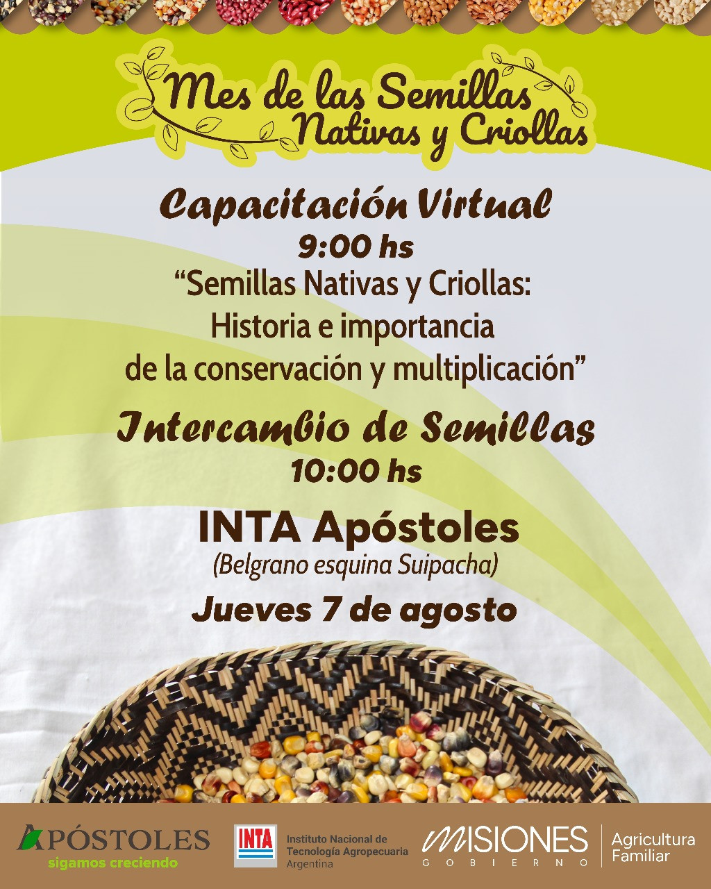 Se Realizará en el INTA Apóstoles una Capacitación Virtual en el Mes de las Semillas