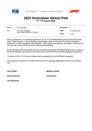 [Hungarian GP]Doc 9 Replacement driver for FP1 page 1.png