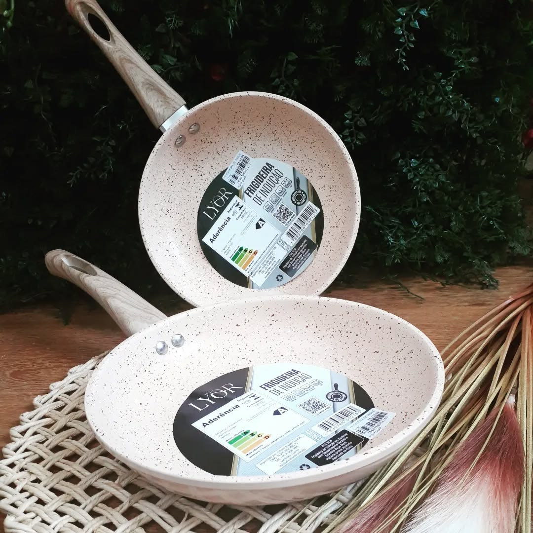 Frigideira Indução Revestimento Cerâmico Bege 24cm Lyor