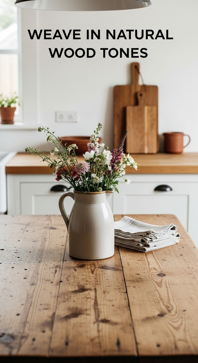 and potted rosemary in a cottage core kitchen."