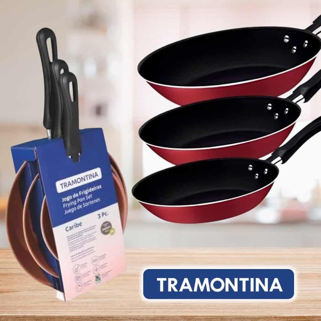 Tramontina JOGO DE FRIGIDEIRAS 3PCS CARIBE VERMELHO – SORTIDOS DE ALUMINIO COM REV ANTIADERENTE Tramontina JOGO DE FRIGIDEIRAS 3PCS CARIBE VERMELHO – SORTIDOS DE ALUMINIO COM REV ANTIADERENTE