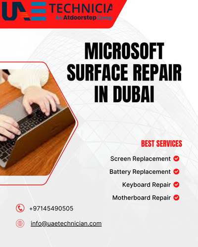Get your gadget fixed fast. Choose Microsoft Surface Repair in Dubai if anything goes wrong. Skilled technicians handle problems with expertise, whether it's the screen or the system. At Microsoft Surface Repair in Dubai, we will fix your device as soon as possible so that it can be as good as new again.
Call:+97145490505