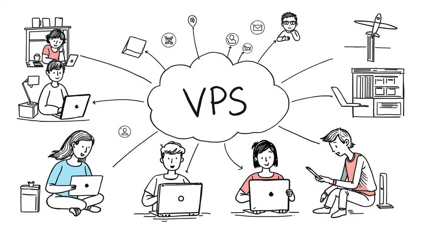 Colaboradores trabajando conjuntamente en un VPS
