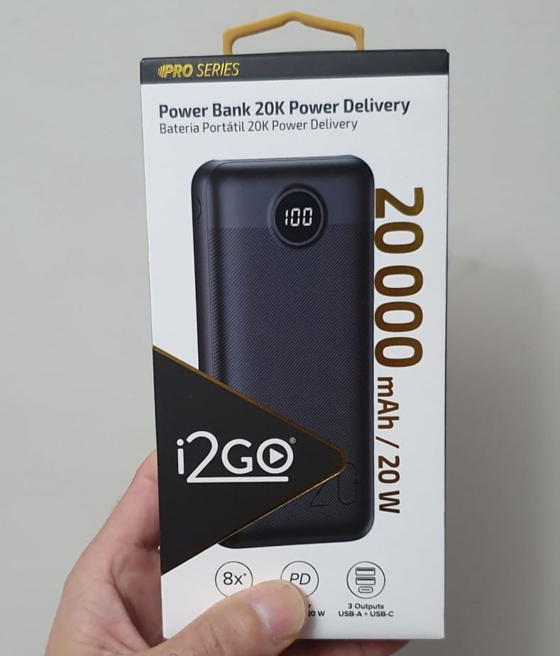 Carregador Portátil Power Bank Turbo i2GO 20000mah 20w Com Display Digital