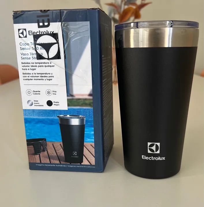 Copo Térmico Electrolux 560ml Tampa Hermética Preto Fosco
