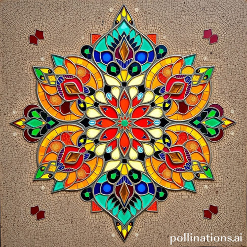 a handmade and handpainted mosaic art piece featuring vibrant colors and geometric patterns.jpg